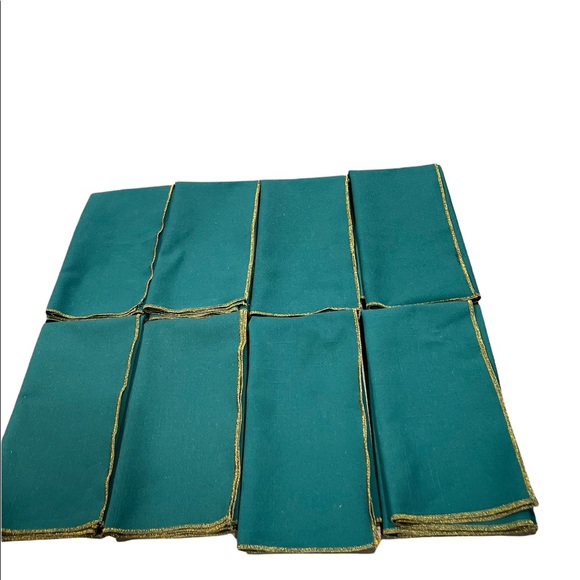no brand Other - 8 green with gold trim dinner table napkins, Large,18 inches  x 18 x18 x18